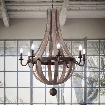 Ideal Lux - Hanglamp aan een ketting MILLENNIUM 8xE14/40W/230V diameter 92 cm Berk/bruin