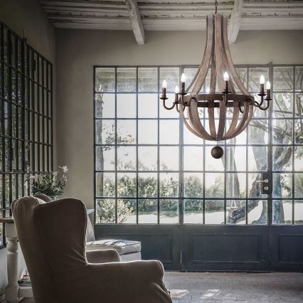 Ideal Lux - Hanglamp aan een ketting MILLENNIUM 8xE14/40W/230V diameter 92 cm Berk/bruin