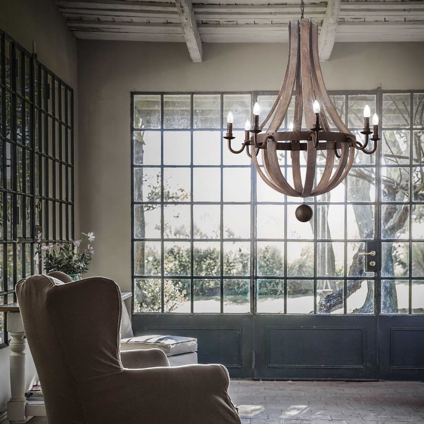 Ideal Lux - Hanglamp aan een ketting MILLENNIUM 8xE14/40W/230V diameter 92 cm Berk/bruin