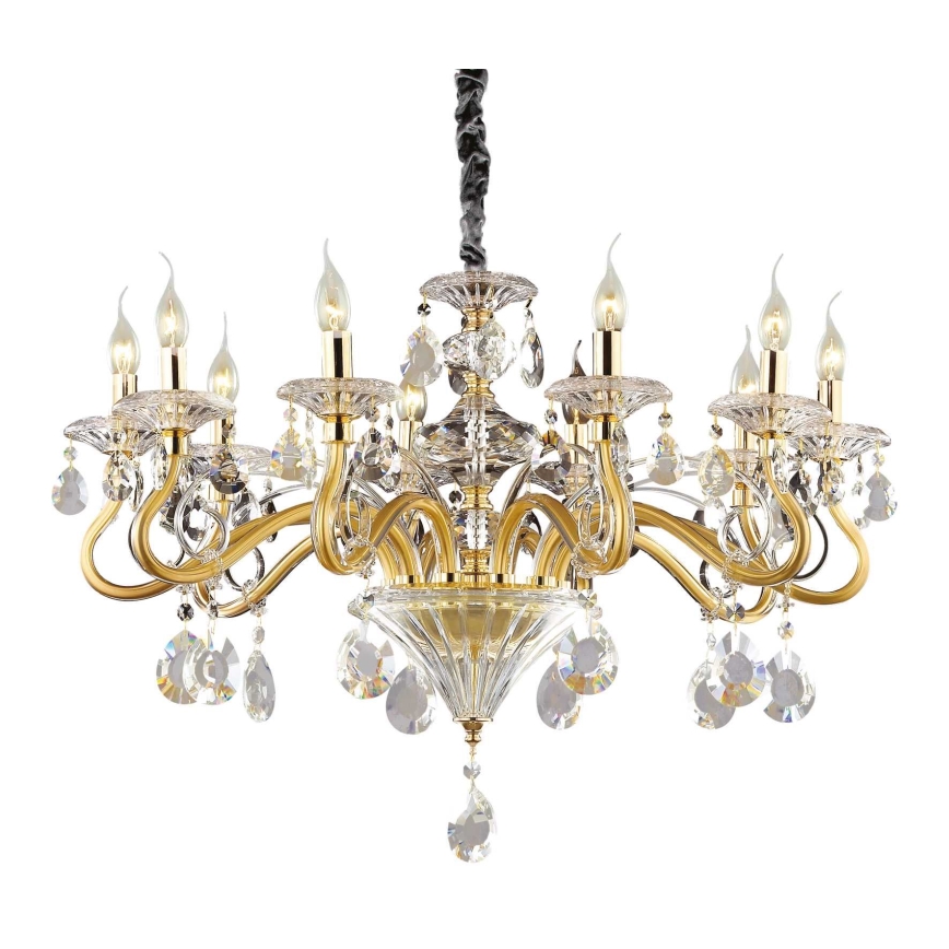 Ideal Lux - Kristallen hanglamp aan een ketting NEGRESCO 10xE14/28W/230V diameter 85 cm goud