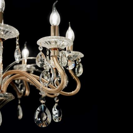 Ideal Lux - Kristallen hanglamp aan een ketting NEGRESCO 10xE14/28W/230V diameter 85 cm goud