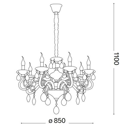 Ideal Lux - Kristallen hanglamp aan een ketting NEGRESCO 10xE14/28W/230V diameter 85 cm goud