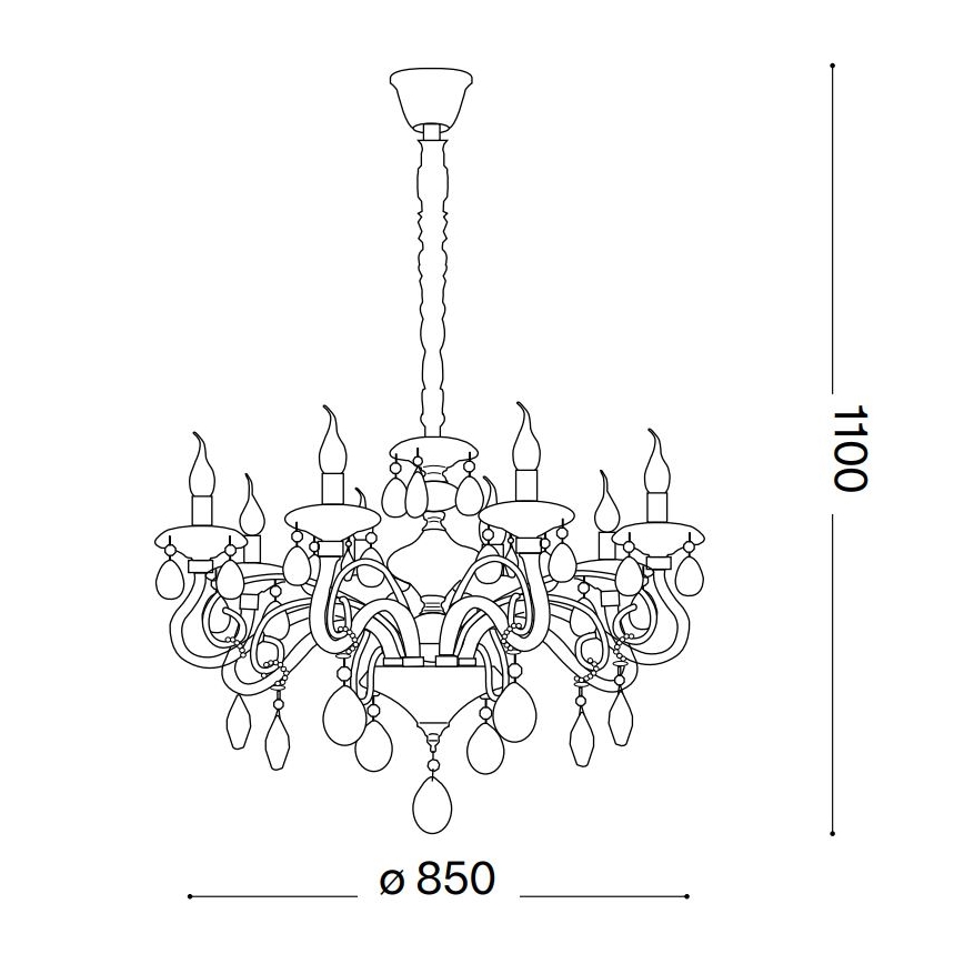 Ideal Lux - Kristallen hanglamp aan een ketting NEGRESCO 10xE14/28W/230V diameter 85 cm goud