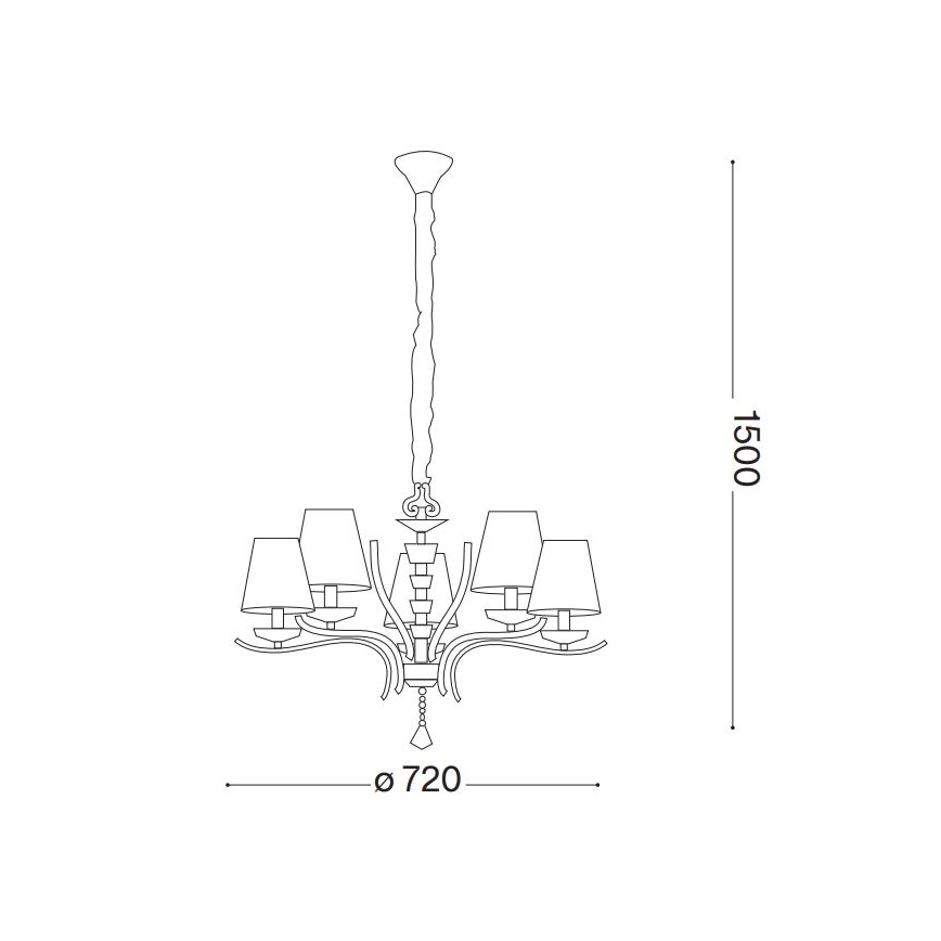 Ideal Lux - Kristallen hanglamp aan een ketting PEGASO 5xE14/28W/230V diameter 72 cm goud