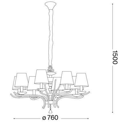 Ideal Lux - Kristallen hanglamp aan een ketting PEGASO 8xE14/28W/230V diameter 76 cm glanzend chroom