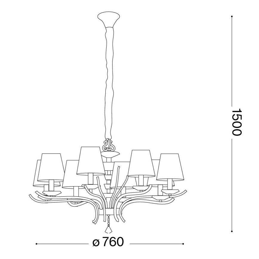 Ideal Lux - Kristallen hanglamp aan een ketting PEGASO 8xE14/28W/230V diameter 76 cm glanzend chroom