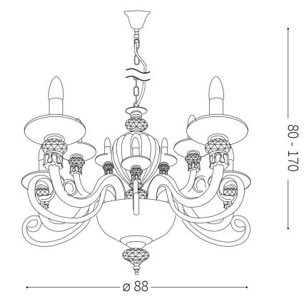 Ideal Lux - Hanglamp aan een koord BARONET 15xE14/40W/230V