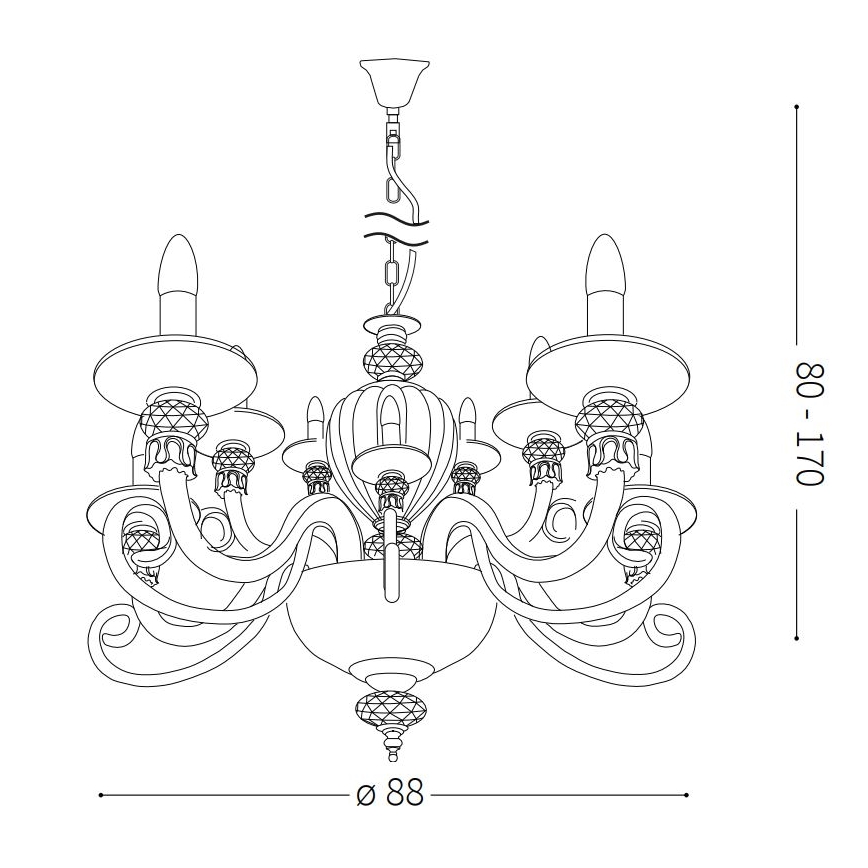 Ideal Lux - Hanglamp aan een koord BARONET 15xE14/40W/230V