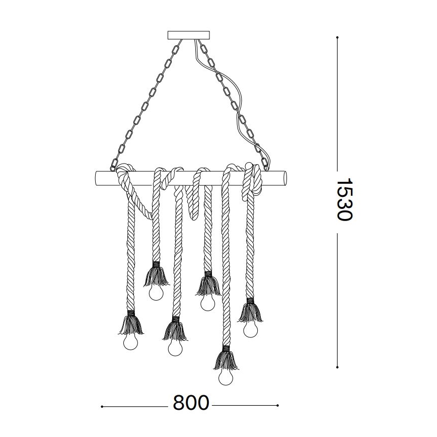 Ideal Lux - Hanglamp aan een koord CANAPA 6xE27/15W/230V bruin