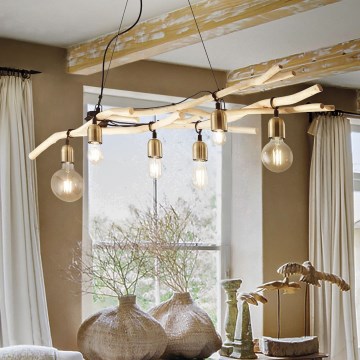 Ideal Lux - Hanglamp aan een koord DRIFTWOOD 6xE27/60W/230V guave