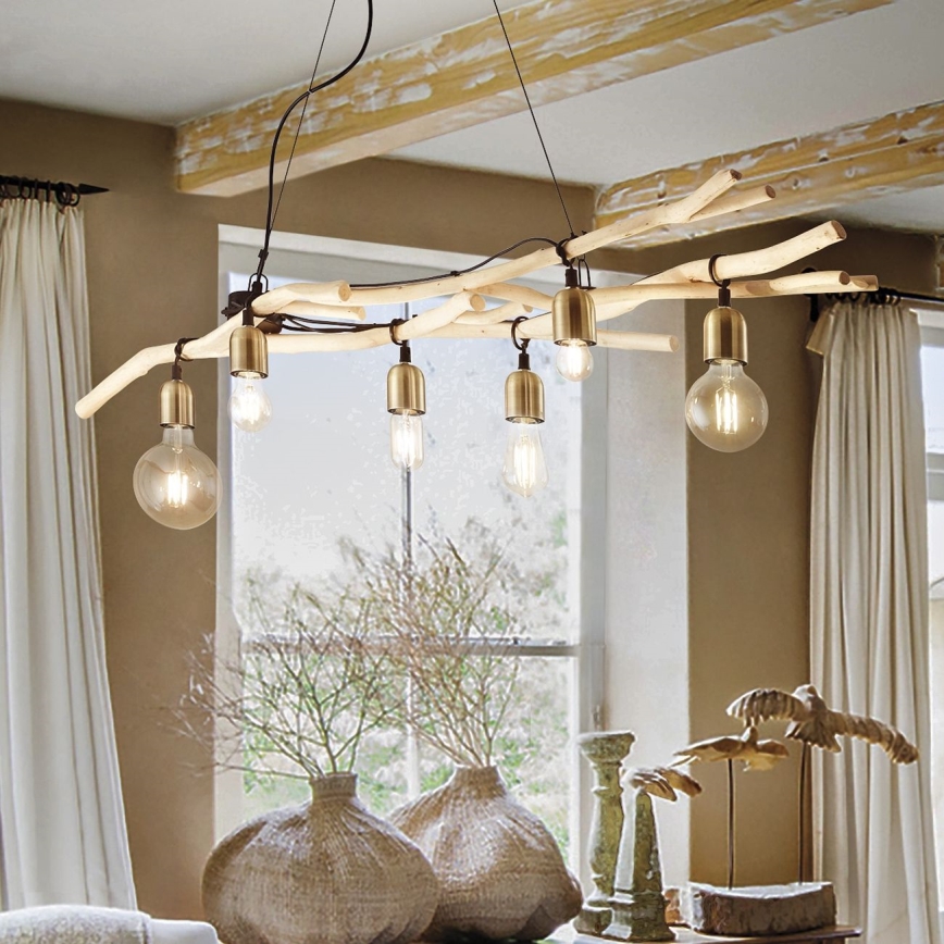 Ideal Lux - Hanglamp aan een koord DRIFTWOOD 6xE27/60W/230V guave