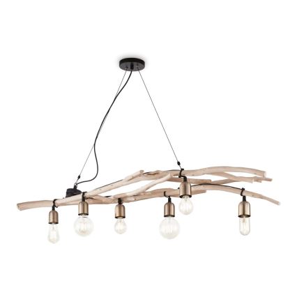 Ideal Lux - Hanglamp aan een koord DRIFTWOOD 6xE27/60W/230V guave