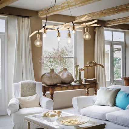 Ideal Lux - Hanglamp aan een koord DRIFTWOOD 6xE27/60W/230V guave