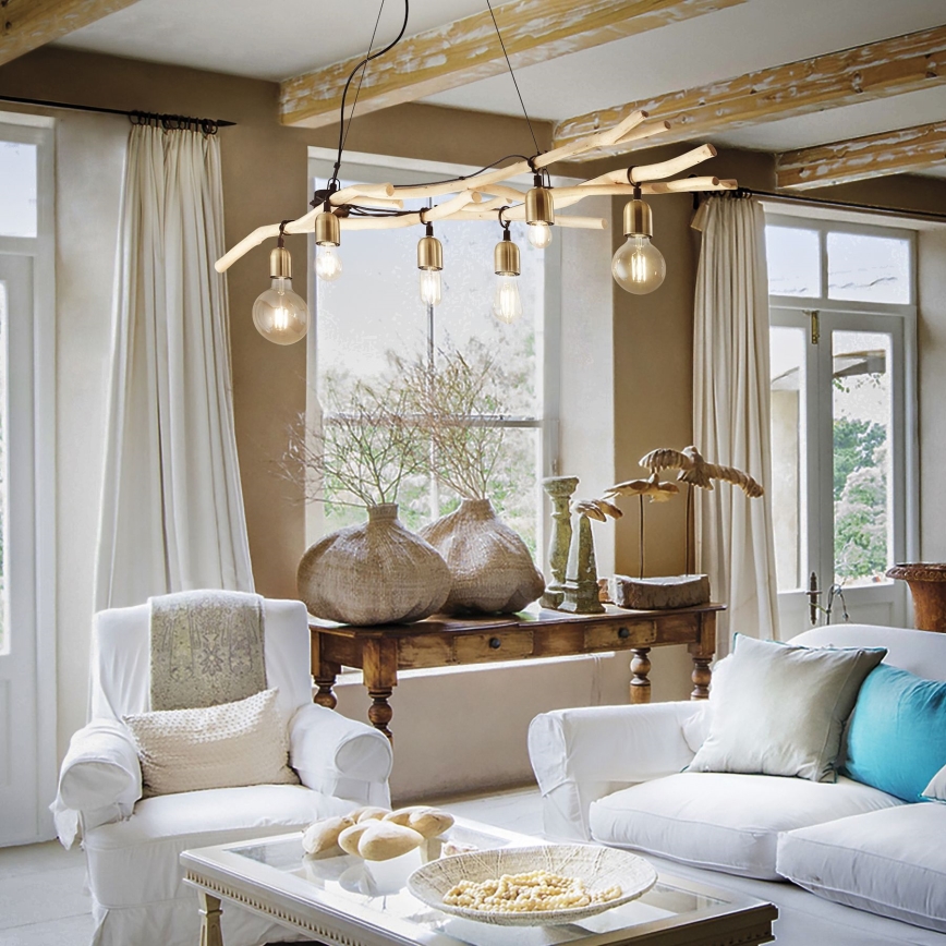 Ideal Lux - Hanglamp aan een koord DRIFTWOOD 6xE27/60W/230V guave
