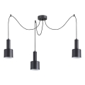 Ideal Lux - Hanglamp aan een koord HOLLY 3xE27/60W/230V spin zwart