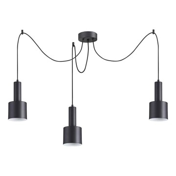 Ideal Lux - Hanglamp aan een koord HOLLY 3xE27/60W/230V spin zwart