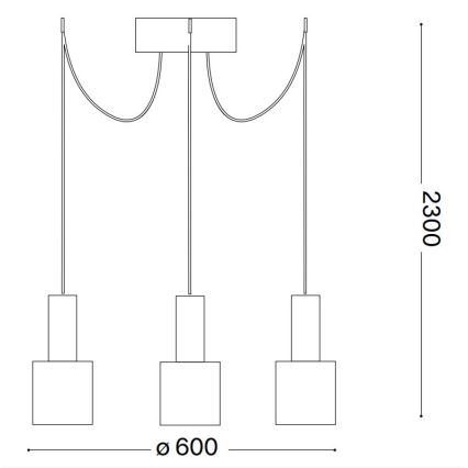 Ideal Lux - Hanglamp aan een koord HOLLY 3xE27/60W/230V spin zwart