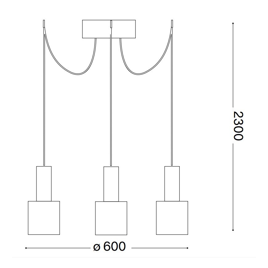 Ideal Lux - Hanglamp aan een koord HOLLY 3xE27/60W/230V spin zwart
