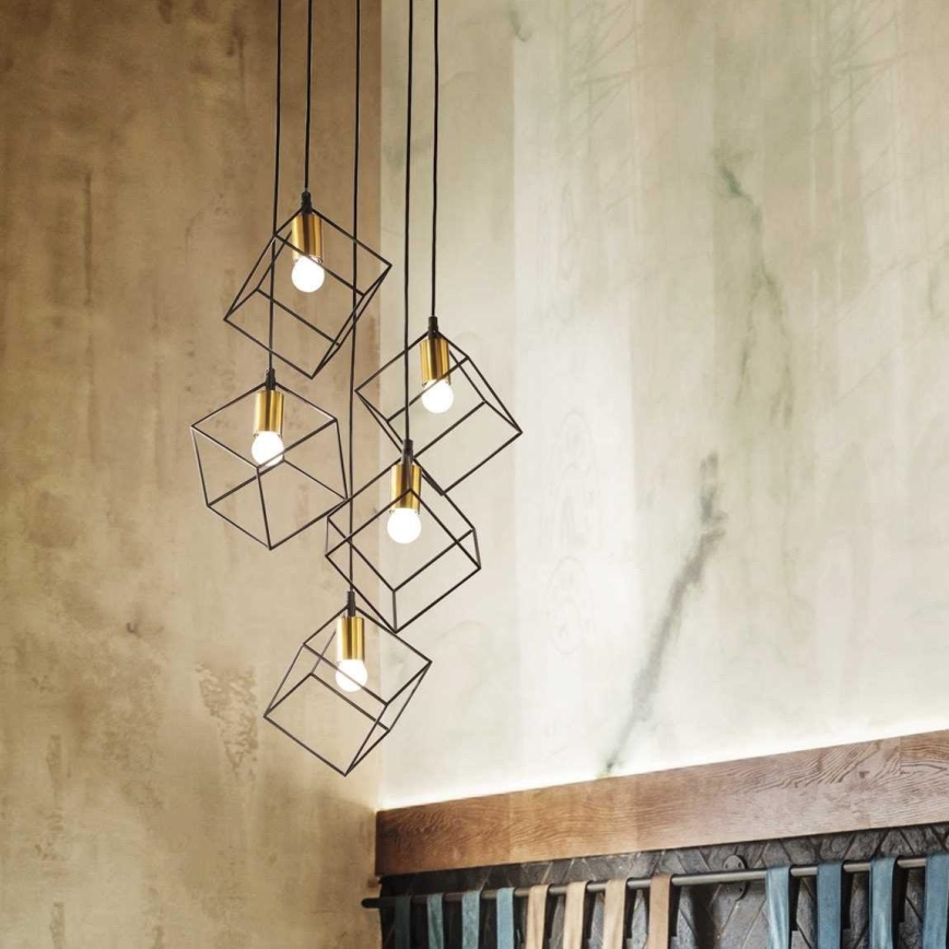 Ideal Lux - Hanglamp aan een koord ICE 5xE27/60W/230V diameter 50 cm zwart
