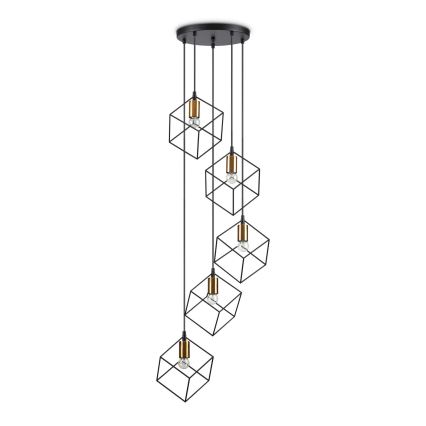Ideal Lux - Hanglamp aan een koord ICE 5xE27/60W/230V diameter 50 cm zwart