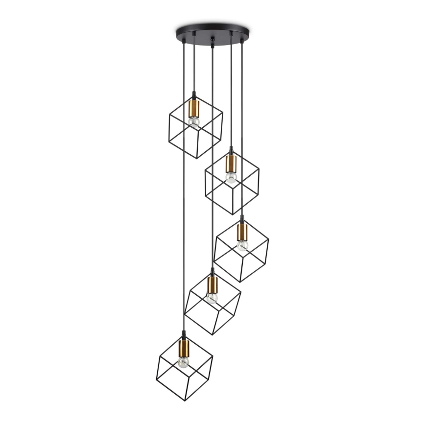 Ideal Lux - Hanglamp aan een koord ICE 5xE27/60W/230V diameter 50 cm zwart