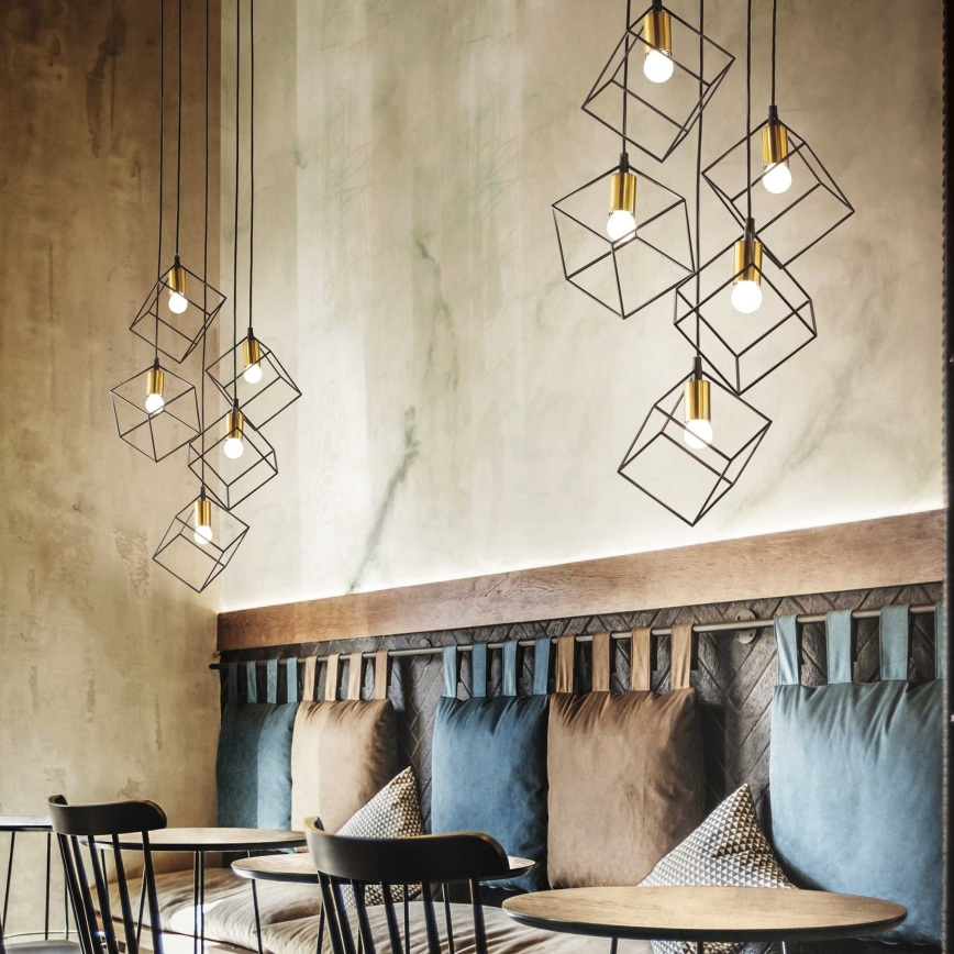 Ideal Lux - Hanglamp aan een koord ICE 5xE27/60W/230V diameter 50 cm zwart