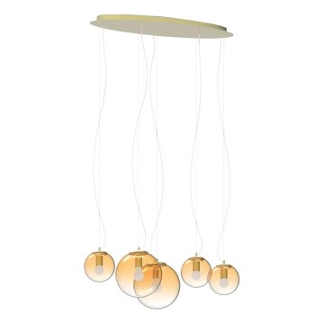 Ideal Lux - Hanglamp aan een koord MAPA 5xE27/42W/230V goud/gerookt