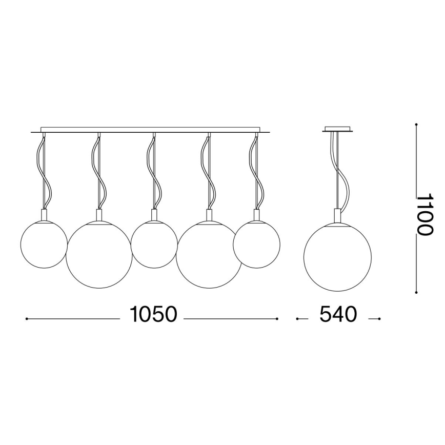 Ideal Lux - Hanglamp aan een koord MAPA 5xE27/42W/230V goud/gerookt