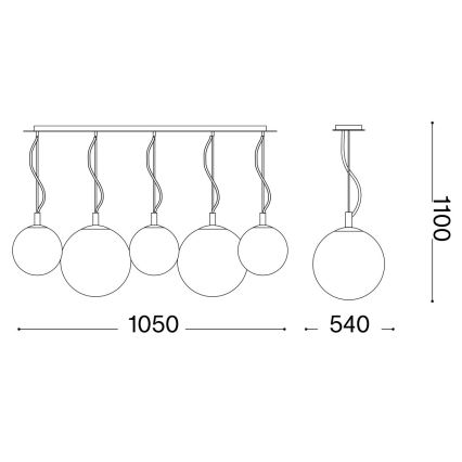 Ideal Lux - Hanglamp aan een koord MAPA FADE 5xE27/60W/230V glanzend chroom