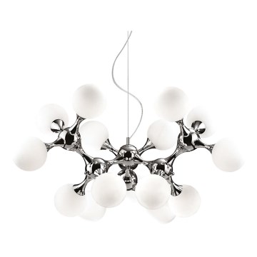 Ideal Lux - Hanglamp aan een koord NODI 15xE14/28W/230V glanzend chroom/wit