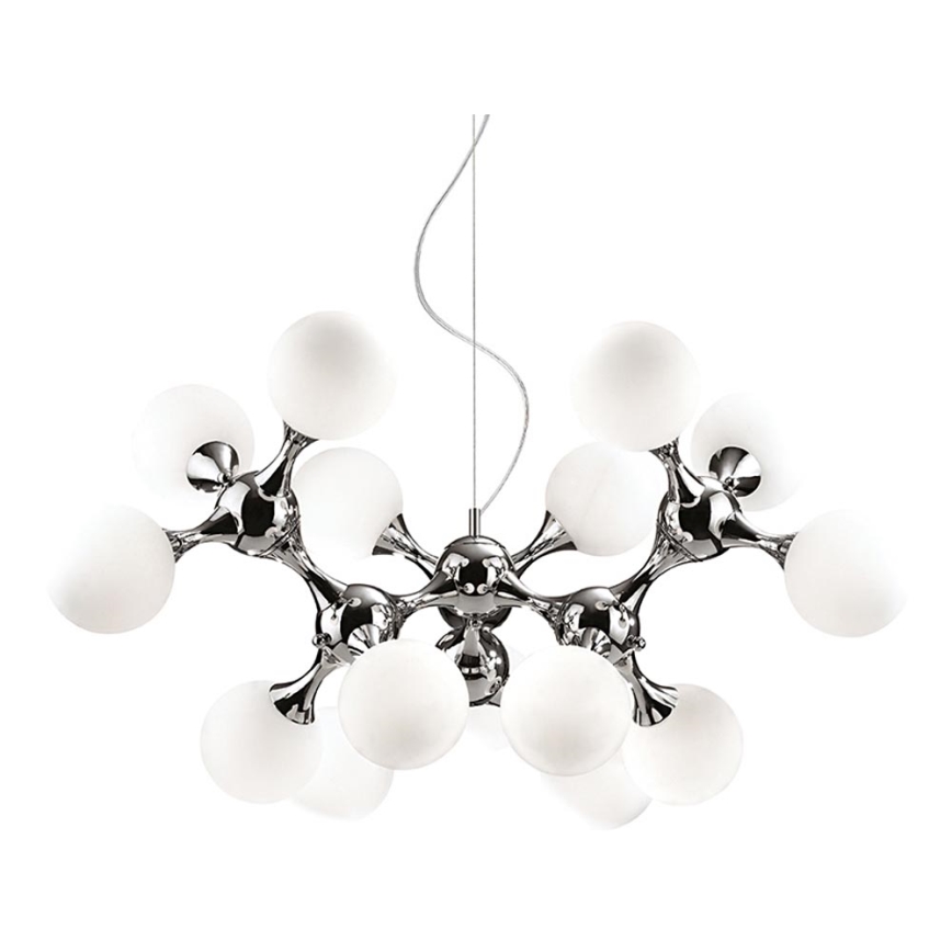 Ideal Lux - Hanglamp aan een koord NODI 15xE14/28W/230V glanzend chroom/wit