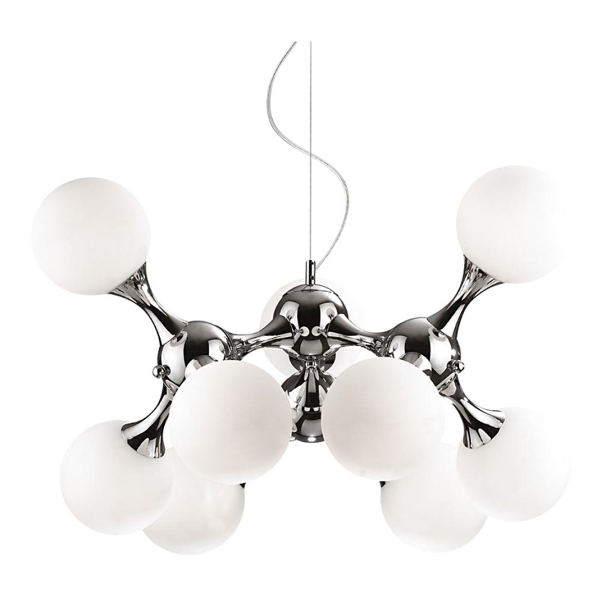 Ideal Lux - Hanglamp aan een koord NODI 9xE14/40W/230V glanzend chroom/wit