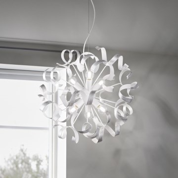 Ideal Lux - Hanglamp aan een koord VORTEX 6xE14/40W/230V diameter 53 cm zilver/patina