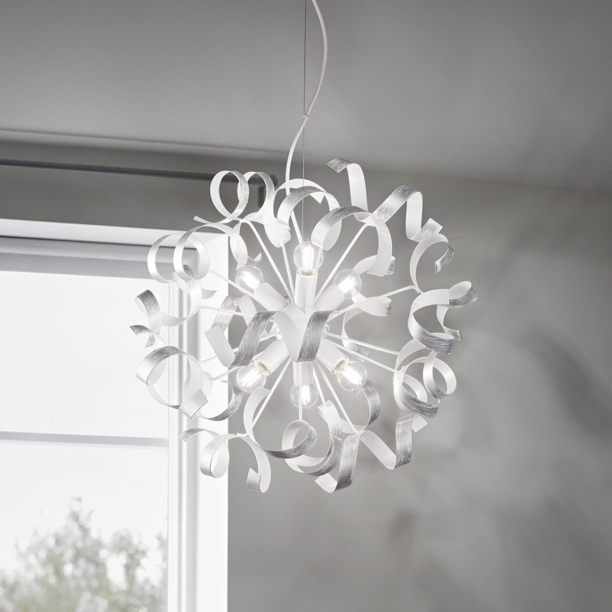 Ideal Lux - Hanglamp aan een koord VORTEX 6xE14/40W/230V diameter 53 cm zilver/patina