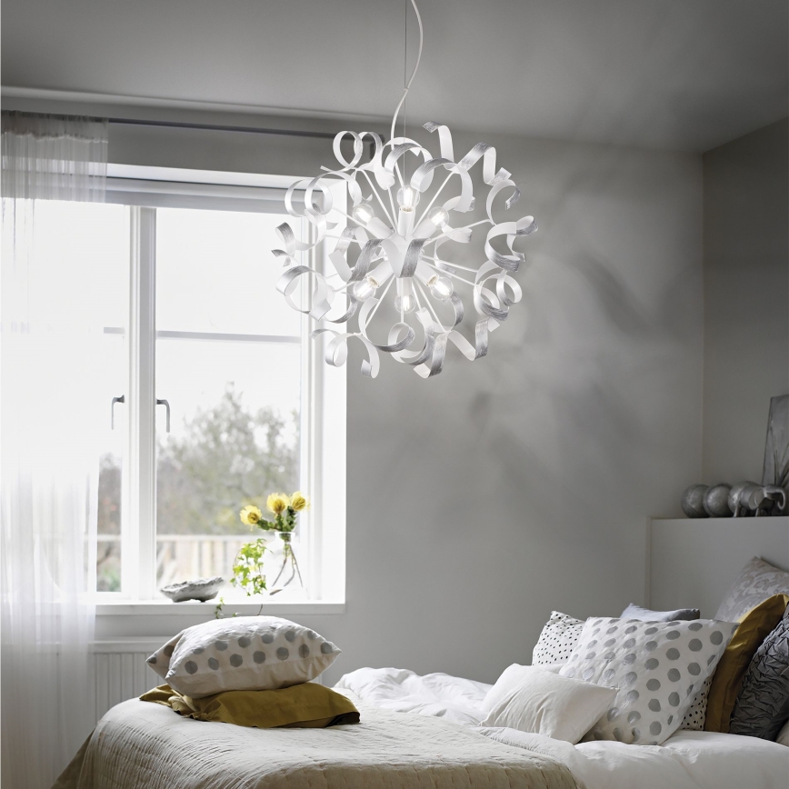 Ideal Lux - Hanglamp aan een koord VORTEX 6xE14/40W/230V diameter 53 cm zilver/patina