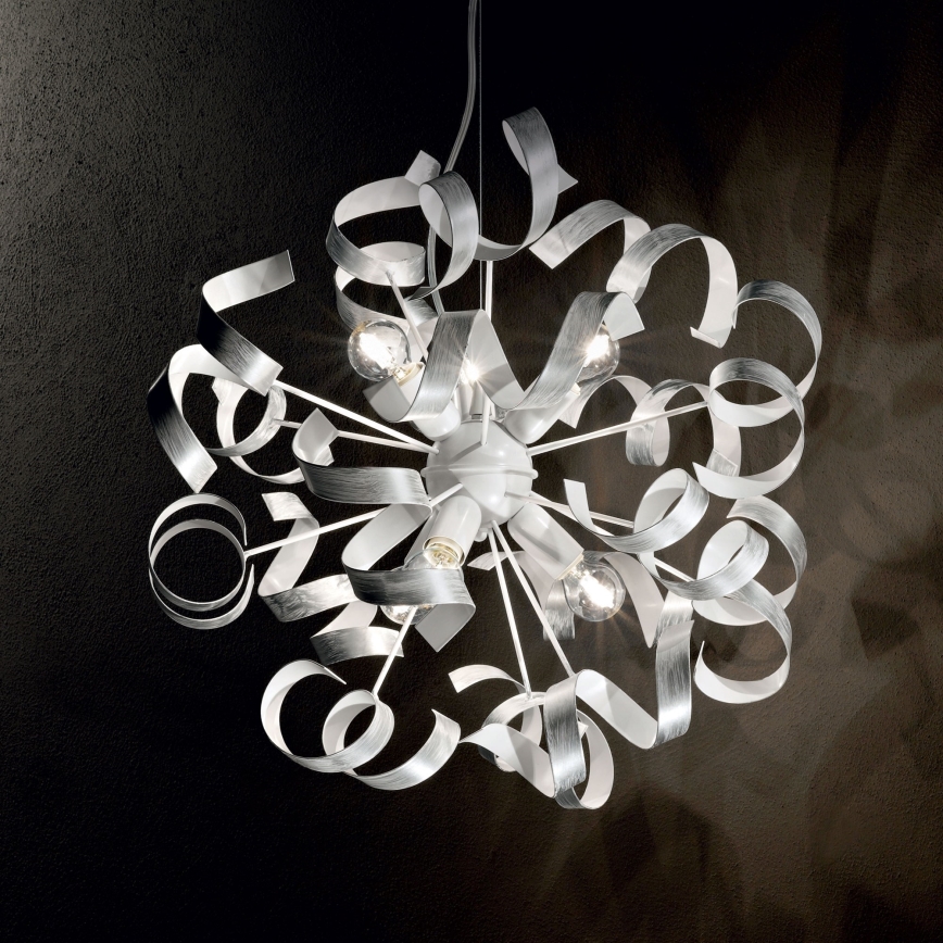 Ideal Lux - Hanglamp aan een koord VORTEX 6xE14/40W/230V diameter 53 cm zilver/patina