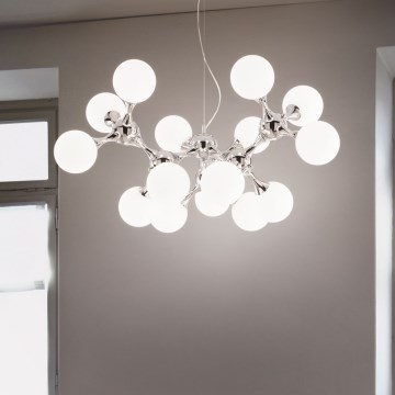 Ideal Lux - Hanglamp aan kabel NODI 15xE14/28W/230V Ø 105 cm glanzend chroom/wit
