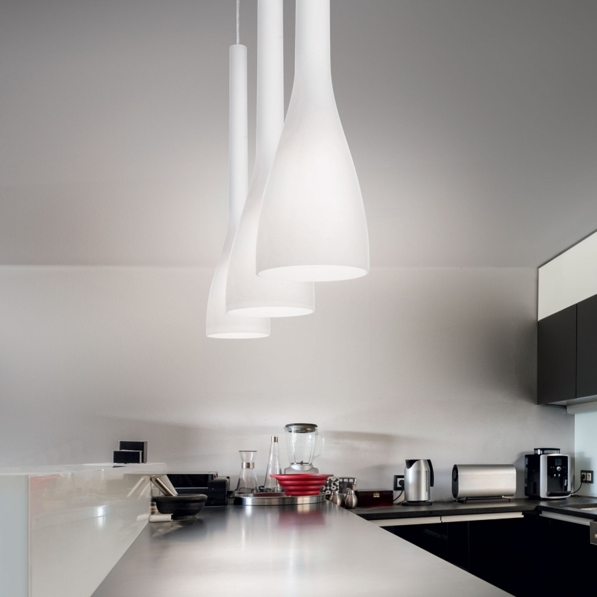Ideal Lux - Hanglamp met kabel FLUT 1xE14/40W/230V Ø 10,5 cm wit