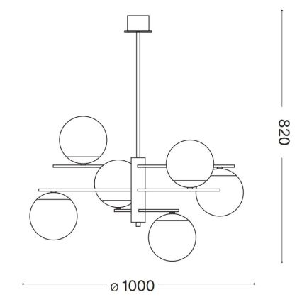 Ideal Lux - Hanglamp met vaste pendel GOURMET 6xE14/28W/230V diameter 100 cm goud