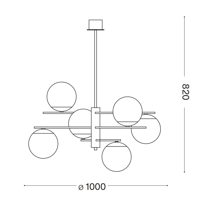 Ideal Lux - Hanglamp met vaste pendel GOURMET 6xE14/28W/230V diameter 100 cm goud