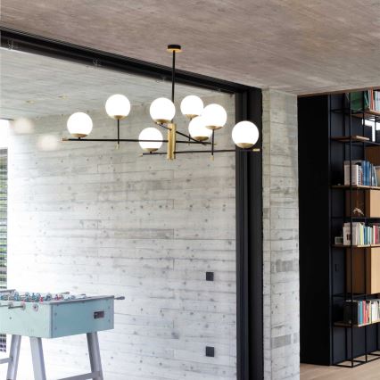 Ideal Lux - Hanglamp met vaste pendel GOURMET 9xE14/28W/230V diameter 131,5 cm goud