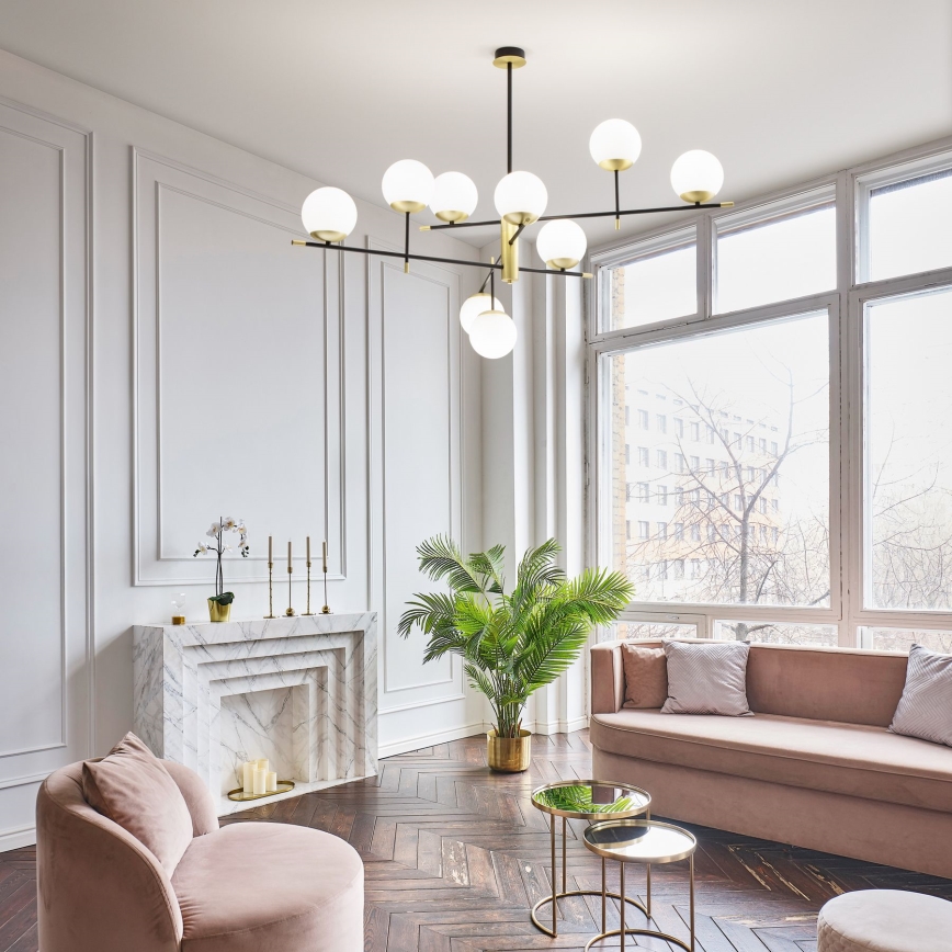Ideal Lux - Hanglamp met vaste pendel GOURMET 9xE14/28W/230V diameter 131,5 cm goud