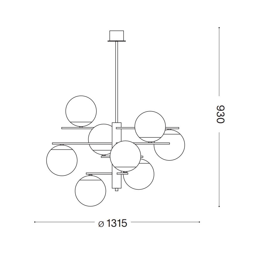 Ideal Lux - Hanglamp met vaste pendel GOURMET 9xE14/28W/230V diameter 131,5 cm goud