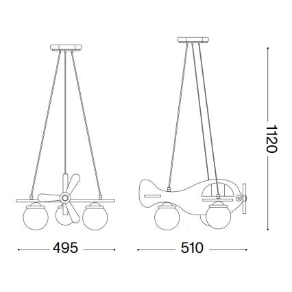 Ideal Lux - Kinderhanglamp aan kabel AVION 3xE14/28W/230V blauw