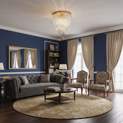 Ideal Lux - Kristallen hangende kroonluchter CARLTON 12xE14/40W/230V diameter 50 cm goud