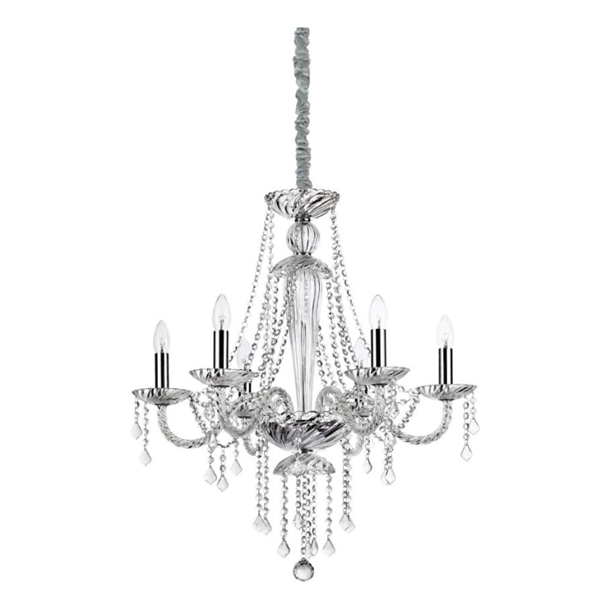 Ideal Lux - Kristallen hanglamp aan een ketting AMADEUS 6xE14/40W/230V diameter 67 cm doorzichtig