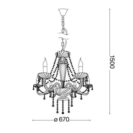 Ideal Lux - Kristallen hanglamp aan een ketting AMADEUS 6xE14/40W/230V diameter 67 cm doorzichtig