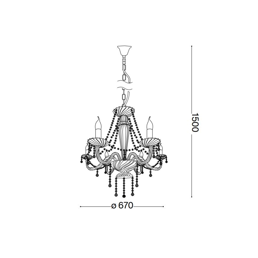 Ideal Lux - Kristallen hanglamp aan een ketting AMADEUS 6xE14/40W/230V diameter 67 cm doorzichtig