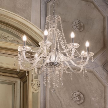 Ideal Lux - Kristallen hanglamp aan een ketting AMADEUS 8xE14/40W/230V diameter 80 cm doorzichtig