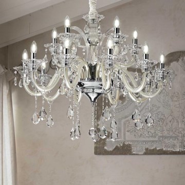 Ideal Lux - Kristallen hanglamp aan een ketting COLOSSAL 15xE14/40W/230V diameter 95 cm crème/glanzend chroom